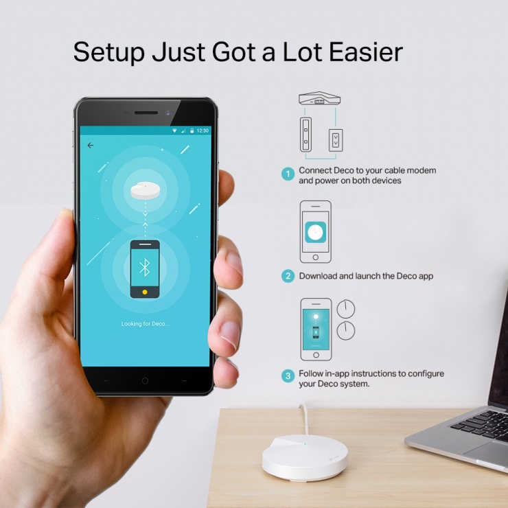 Imagine Sistem Mesh Wi-Fi AC2200 Smart, TP-LINK Deco M9 Plus(2-pack)